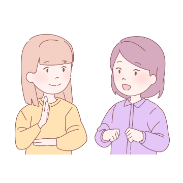 手話で会話をする2人の女の子