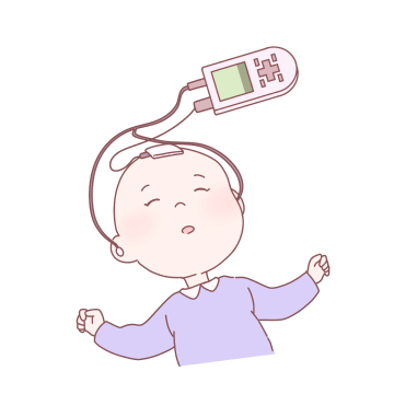 新生児聴覚検査を受ける赤ちゃん