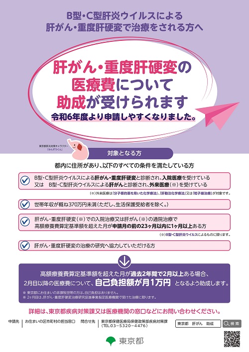 肝がん・重度肝硬変の医療費助成要件緩和のポスター