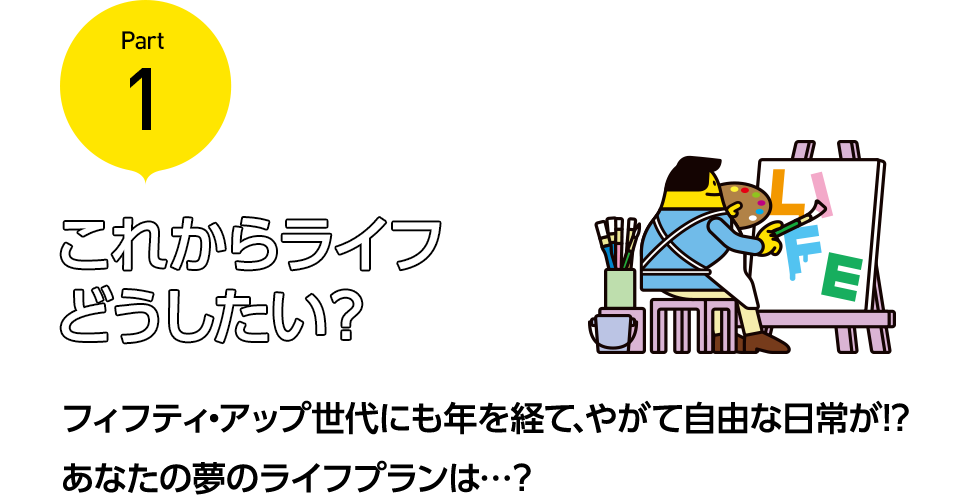これからライフどうしたい？フィフティ・アップ世代にも年を経て、やがて自由な日常が!? あなたの夢のライフプランは…？